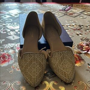 Cream Textured Slip-On Flats